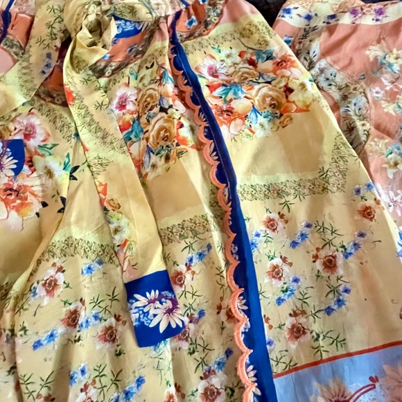 JOHNNY WAS Floral Print Scalloped Edge Tie Waist Pants - Picture 6 of 15